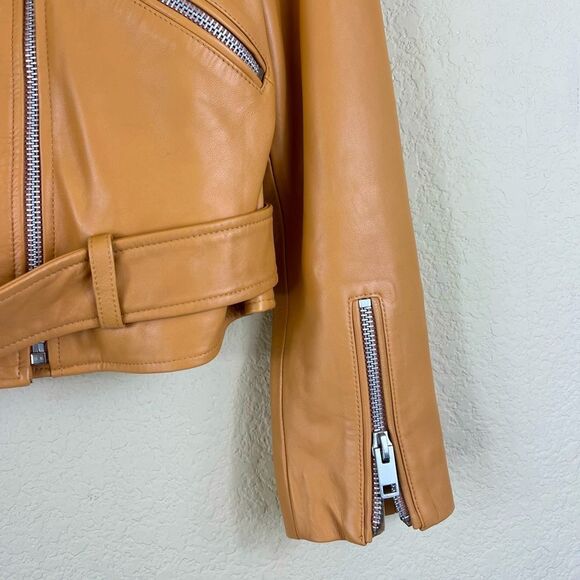 Walter Baker Allison Lamb Leather Moto Jacket Macaroon color size Medium - Picture 5 of 10